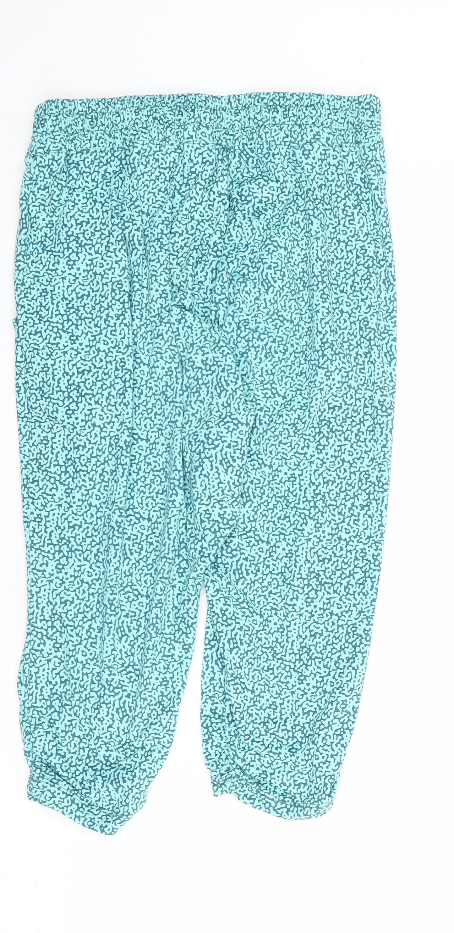 Nike Womens Blue Geometric Polyester Capri Leggings Size S L18 in Regular Drawstring