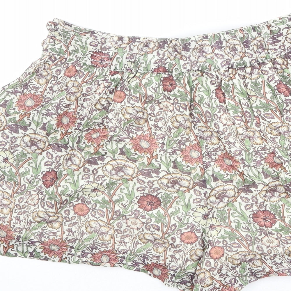 NEXT Womens Multicoloured Floral 100% Cotton Paperbag Shorts Size 8 L3 in Regular Pull On