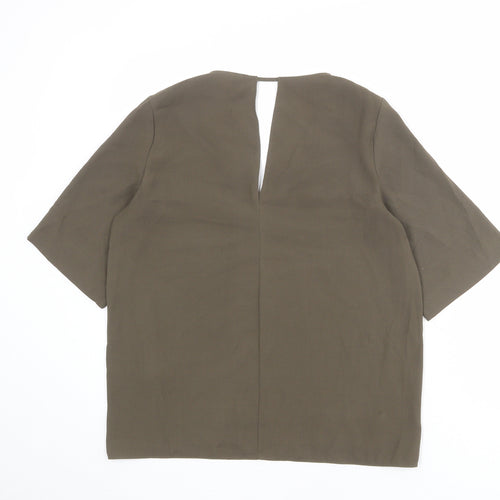 River Island Womens Green Polyester Basic Blouse Size 10 V-Neck