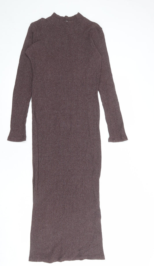 Zara Womens Purple Polyacrylate Fibre Jumper Dress Size M Mock Neck Pullover