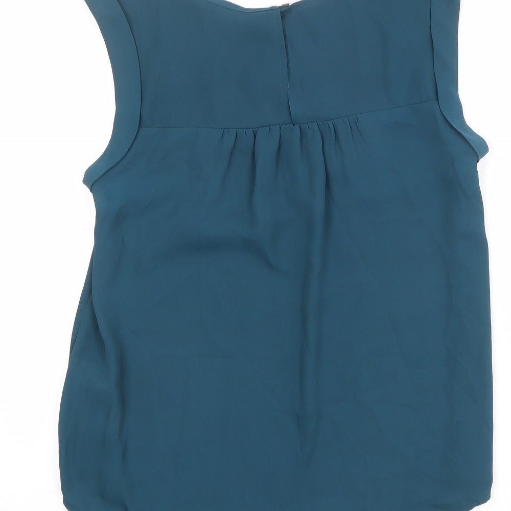 New Look Womens Blue Polyester Basic Tank Size 10 Round Neck