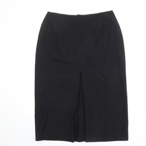 Marks and Spencer Womens Black Viscose A-Line Skirt Size 12 Zip