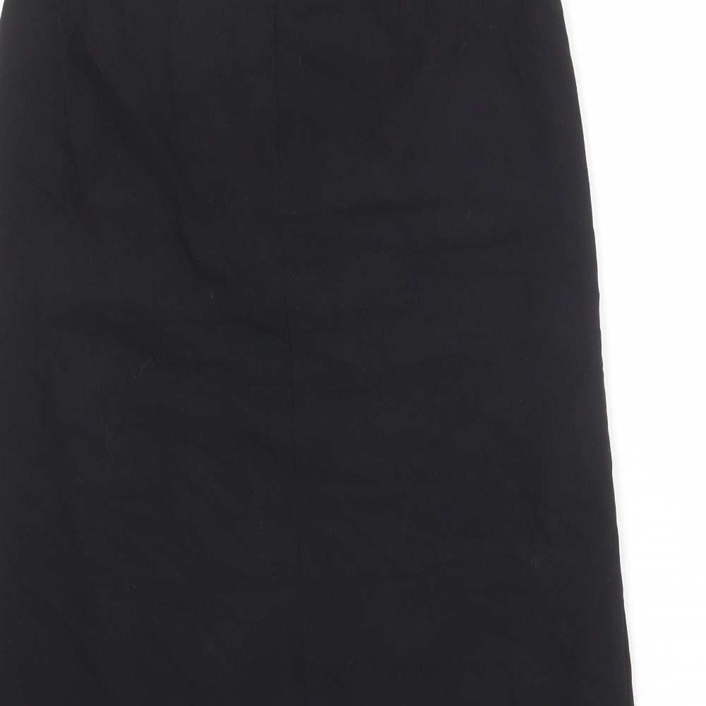Marks and Spencer Womens Black Viscose A-Line Skirt Size 12 Zip