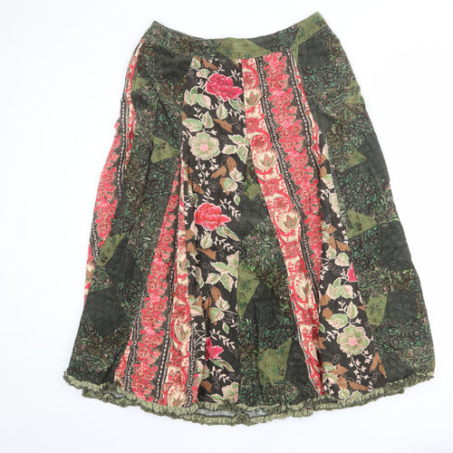 Per Una Womens Multicoloured Geometric Cotton Peasant Skirt Size 14 Zip