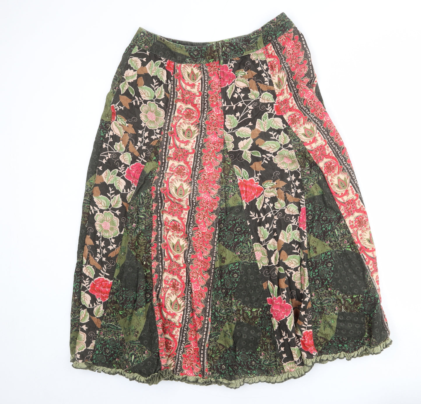 Per Una Womens Multicoloured Geometric Cotton Peasant Skirt Size 14 Zip