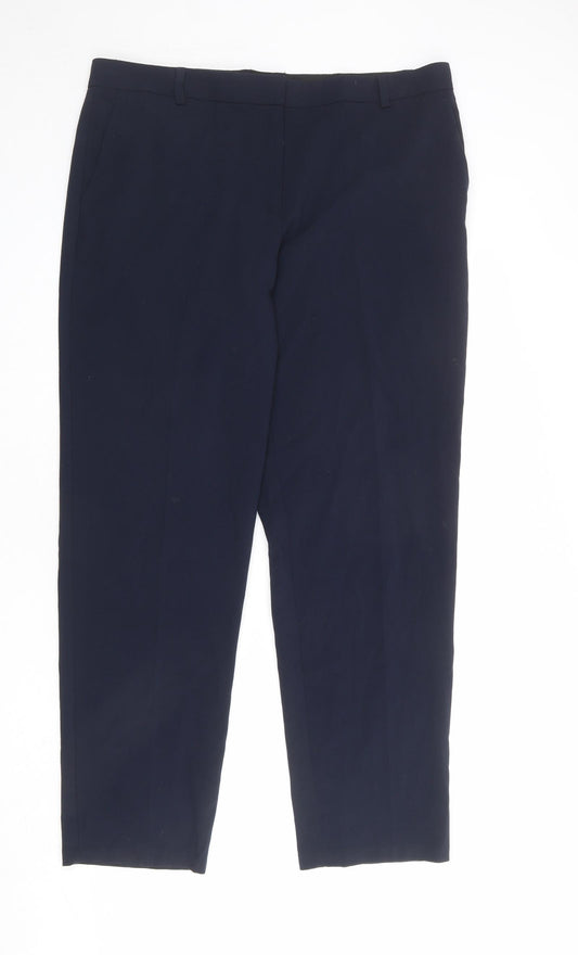 Marks and Spencer Womens Blue Polyester Dress Pants Trousers Size 18 L30 in Regular Zip