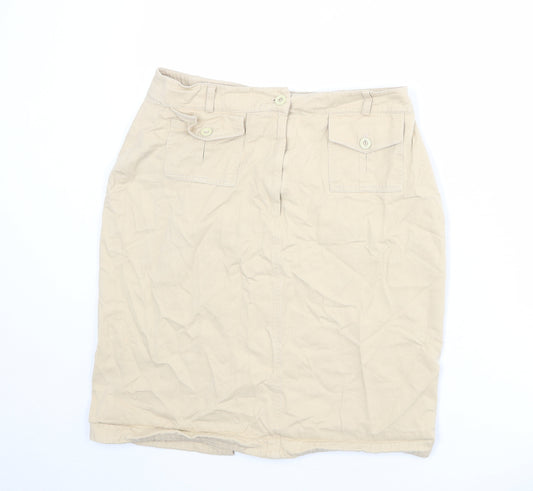 Select Womens Beige Cotton Cargo Skirt Size 16 Zip