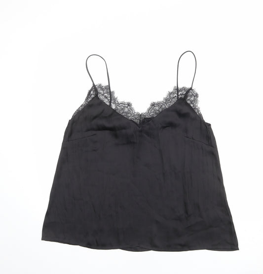 H&M Womens Black Polyester Camisole Tank Size 18 V-Neck - Lace Trim