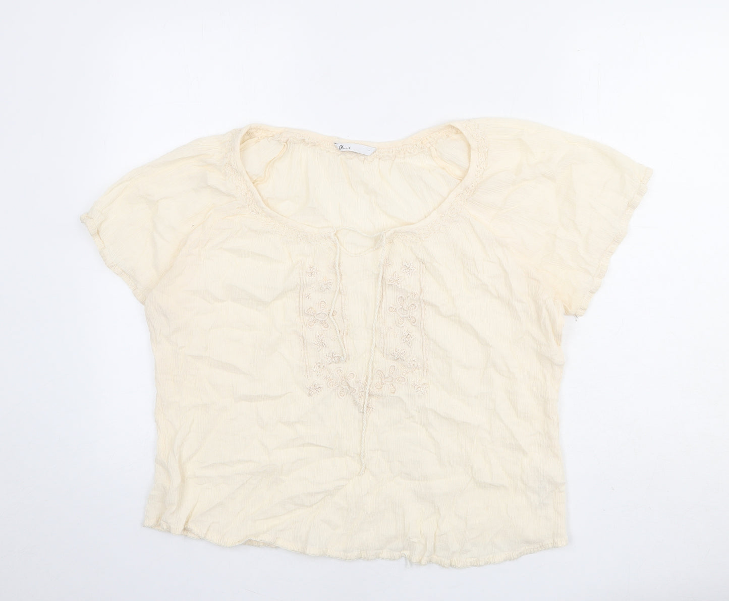 BHS Womens Beige 100% Cotton Basic Blouse Size 20 V-Neck