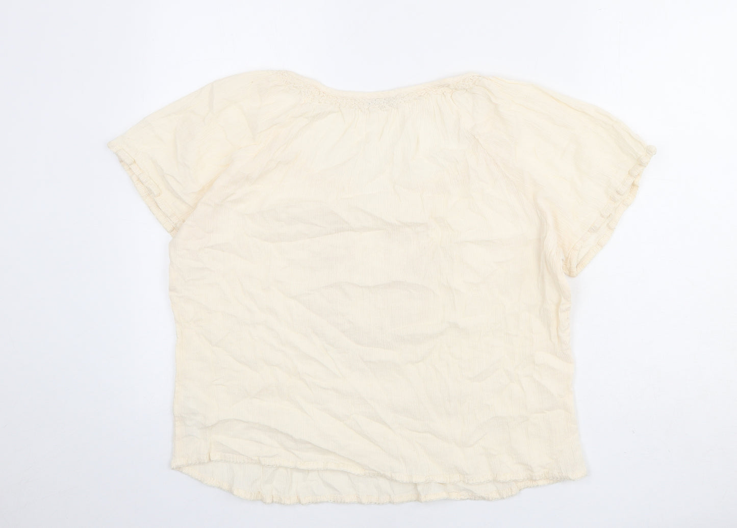 BHS Womens Beige 100% Cotton Basic Blouse Size 20 V-Neck
