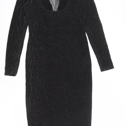 ASOS Womens Black Nylon Shift Size 12 V-Neck Pullover