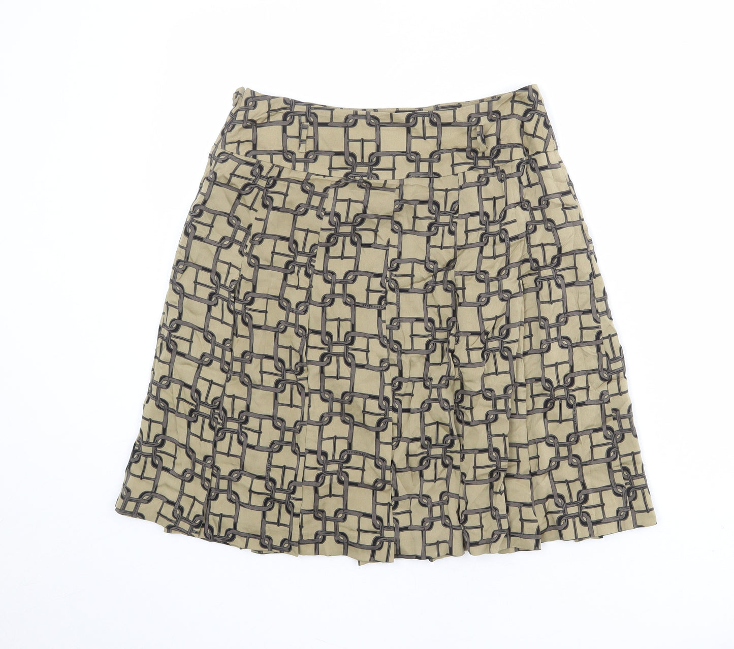 Karen Millen Womens Green Geometric Polyester A-Line Skirt Size 8 Zip