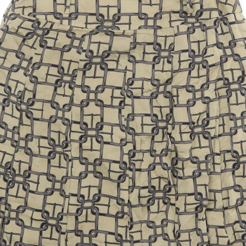 Karen Millen Womens Green Geometric Polyester A-Line Skirt Size 8 Zip