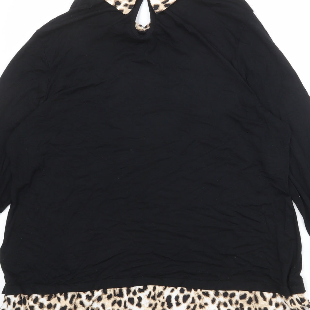 M&Co Womens Black Viscose Basic Blouse Size 14 Collared