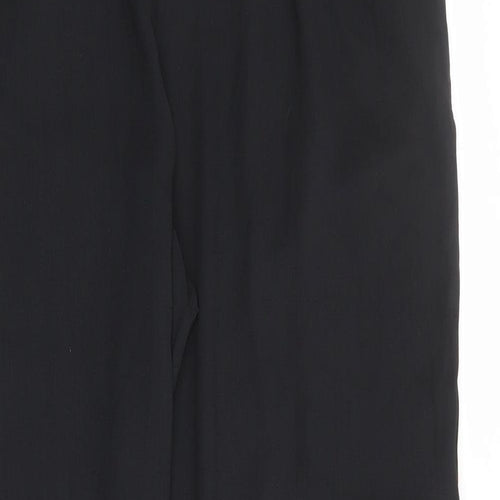 PRETTYLITTLETHING Womens Black Linen Carrot Trousers Size 14 L28 in Regular