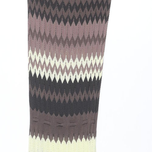 Kookai Womens Brown Geometric Viscose Jumper Dress Size 6 Scoop Neck Pullover