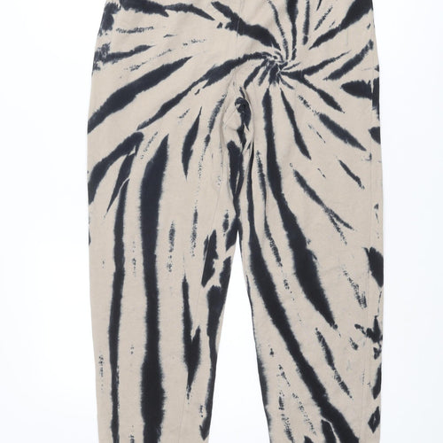 Pull&Bear Womens Beige Geometric Cotton Jogger Trousers Size M L28 in Regular - Tie Dye