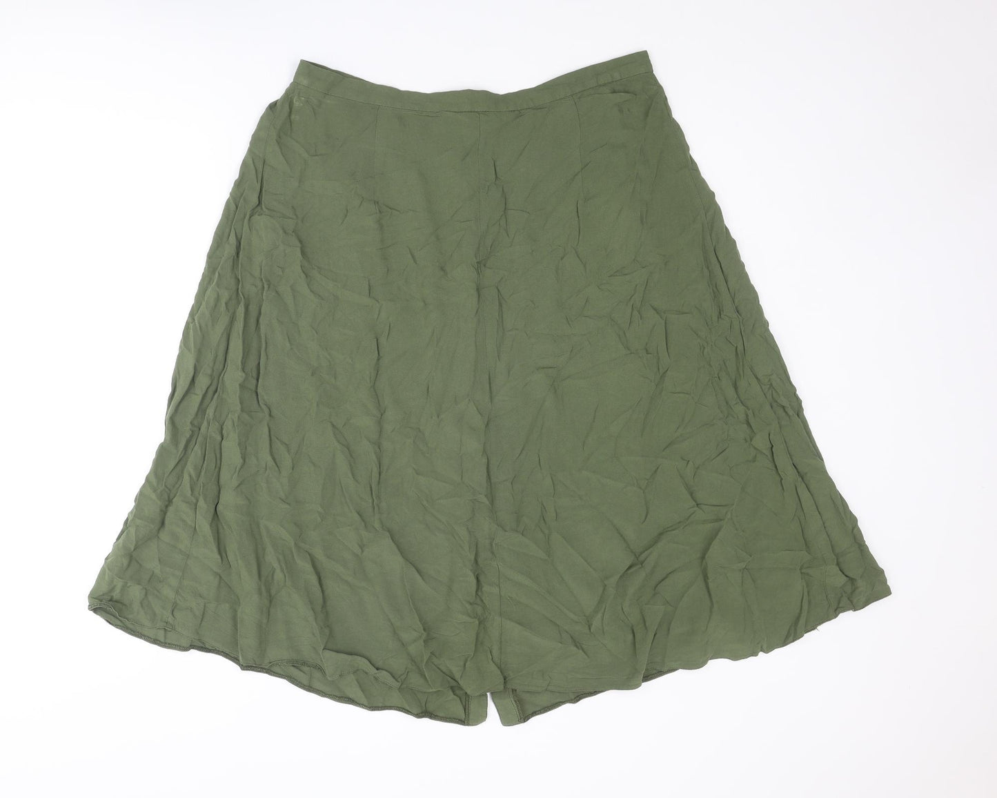 ASOS Womens Green Viscose A-Line Skirt Size 16 Button