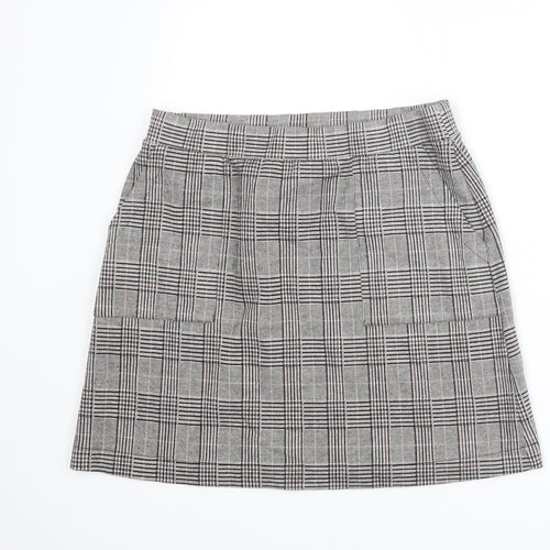 NEXT Womens Grey Plaid Polyester A-Line Skirt Size 14