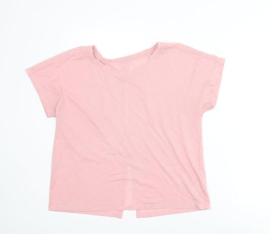 Marks and Spencer Womens Pink Polyester Basic T-Shirt Size 10 Boat Neck