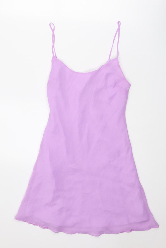 ASOS Womens Purple Polyester Slip Dress Size 12 Scoop Neck Pullover
