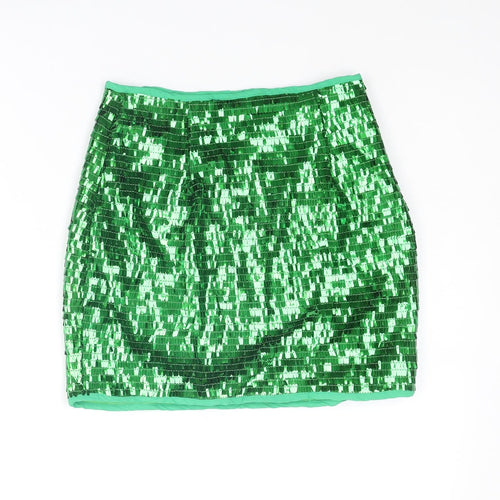 PRETTYLITTLETHING Womens Green Polyester Mini Skirt Size 6 Zip