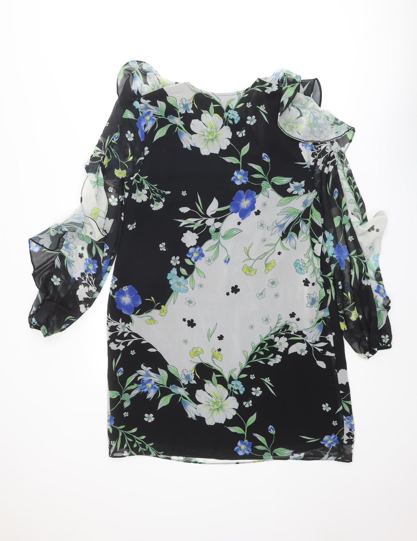 River Island Womens Multicoloured Floral Polyester Shift Size 12 V-Neck Pullover