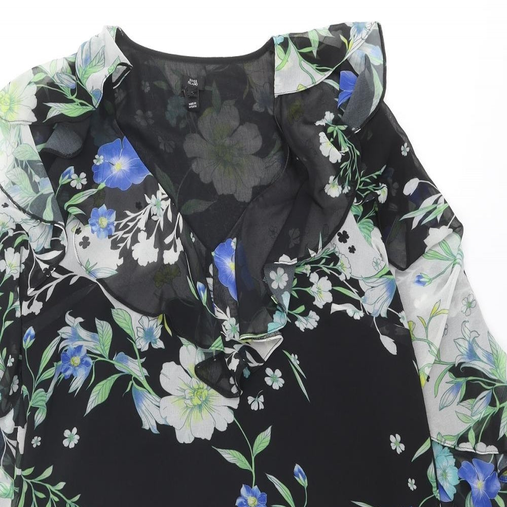 River Island Womens Multicoloured Floral Polyester Shift Size 12 V-Neck Pullover