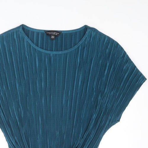 Dorothy Perkins Womens Blue Polyester Basic Blouse Size 10 Boat Neck - Plisse