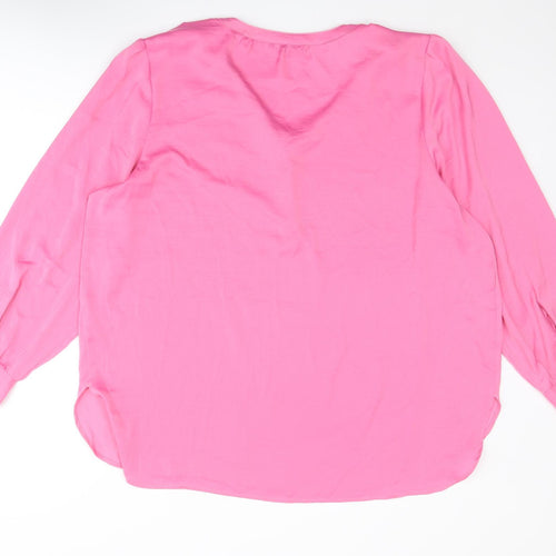 Marks and Spencer Womens Pink Polyester Basic Blouse Size 20 V-Neck