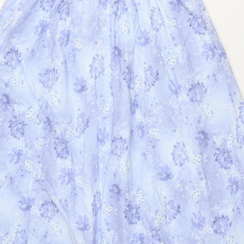 Country Collection Womens Blue Floral Cotton Swing Skirt Size 16