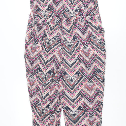 Monsoon Womens Multicoloured Geometric Viscose Jumpsuit One-Piece Size 12 L28 in Button
