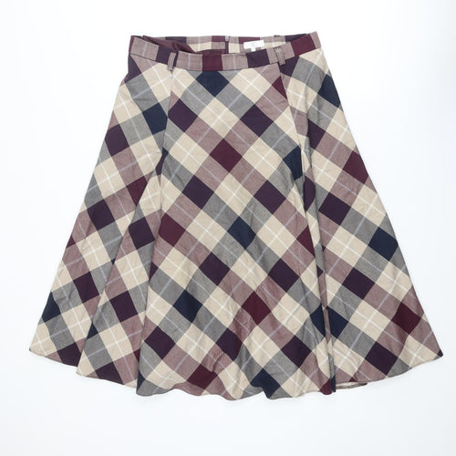 Country Club Womens Multicoloured Plaid Polyester Swing Skirt Size 14 Zip