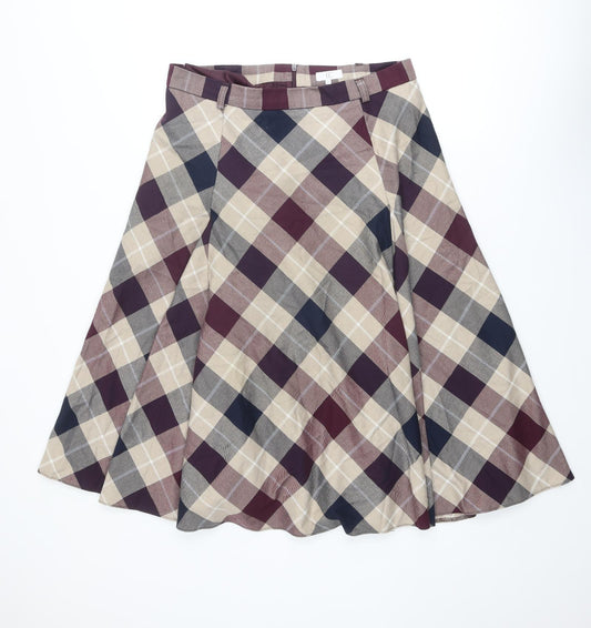 Country Club Womens Multicoloured Plaid Polyester Swing Skirt Size 14 Zip