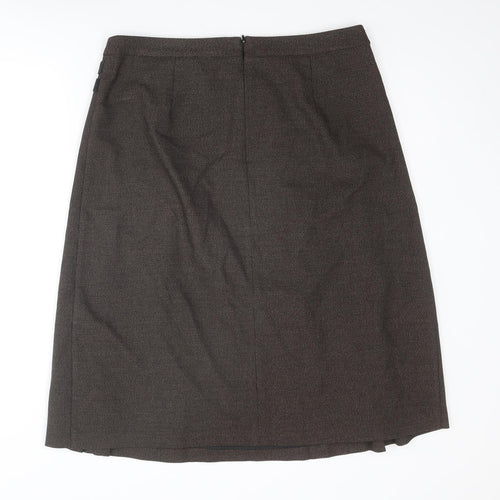 Country Casuals Womens Brown Polyester Pleated Skirt Size 14 Zip