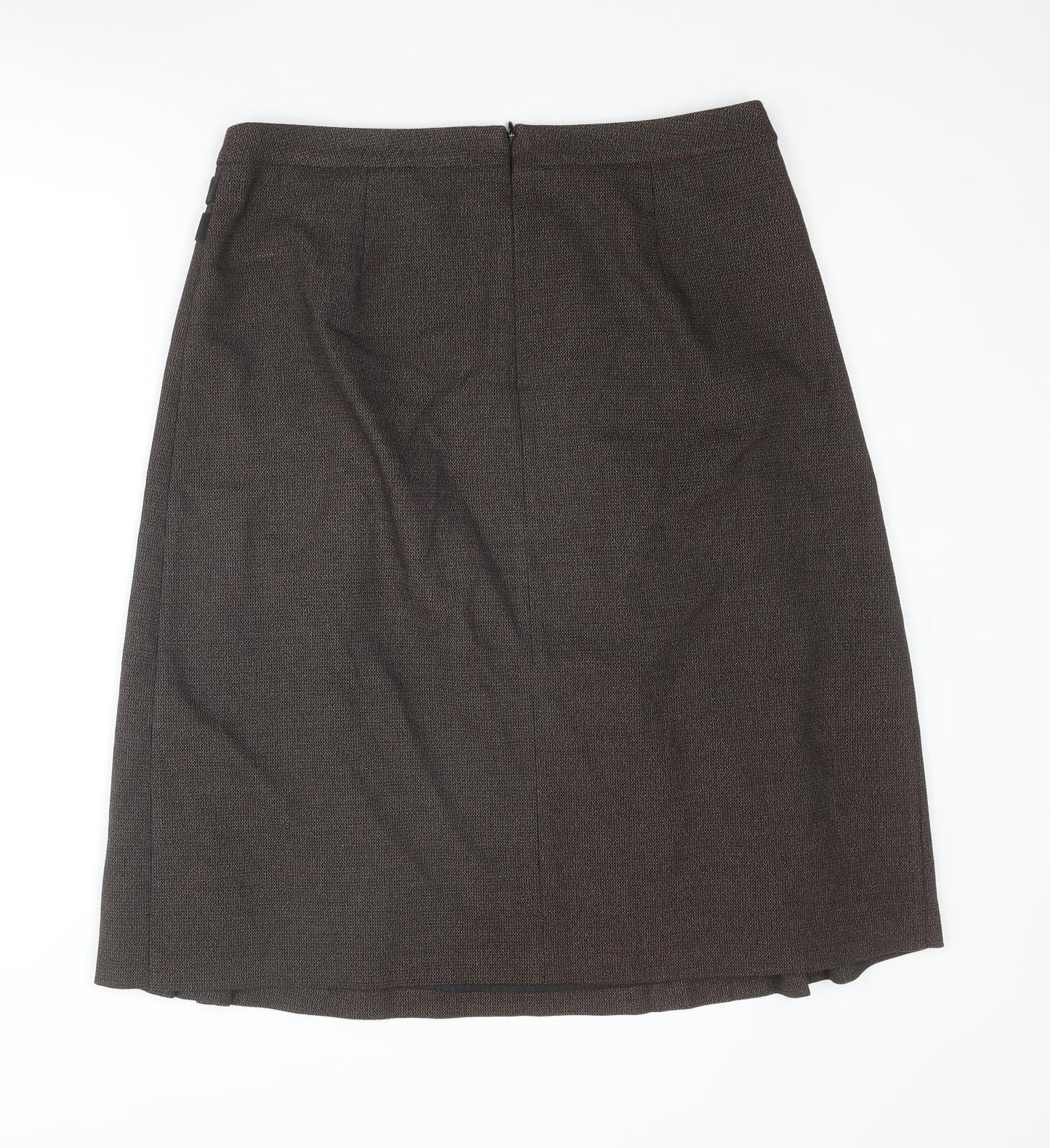 Country Casuals Womens Brown Polyester Pleated Skirt Size 14 Zip