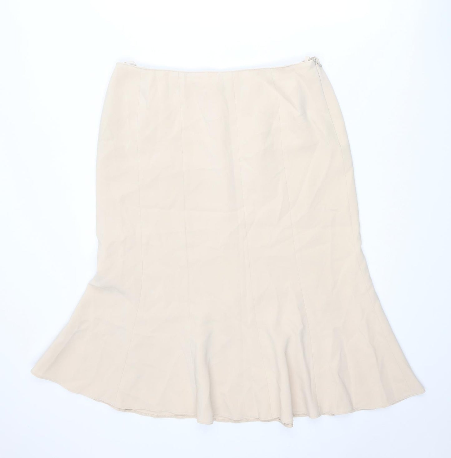 Basler Womens Beige Acetate Swing Skirt Size 16 Zip
