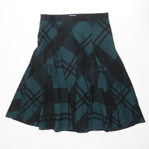 Country Casuals Womens Green Geometric Polyester Swing Skirt Size 14 Zip