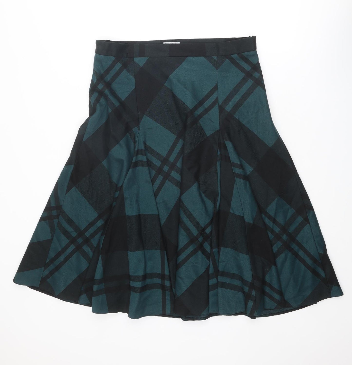 Country Casuals Womens Green Geometric Polyester Swing Skirt Size 14 Zip