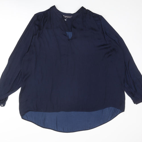 Marks and Spencer Womens Blue Polyester Basic Blouse Size 20 V-Neck