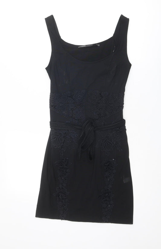 Gaetano Navarra Womens Black Polyester A-Line Size 14 Round Neck Zip