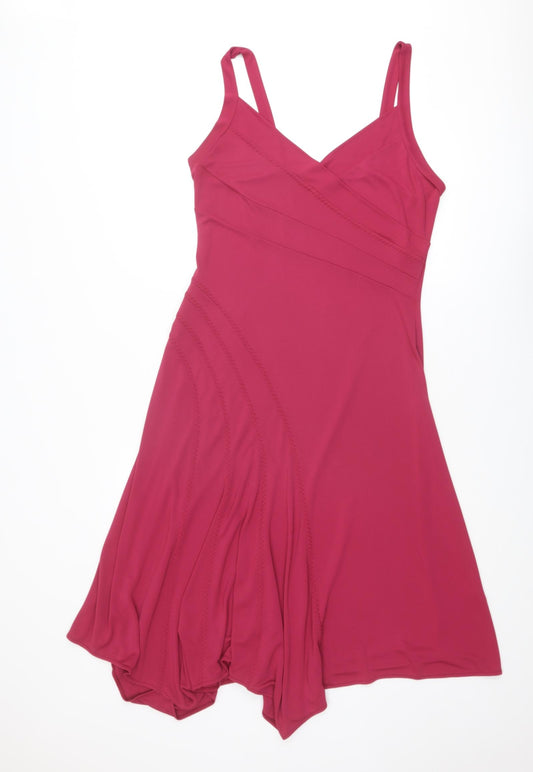 Jasper Conran Womens Pink Polyester Slip Dress Size 16 V-Neck Pullover
