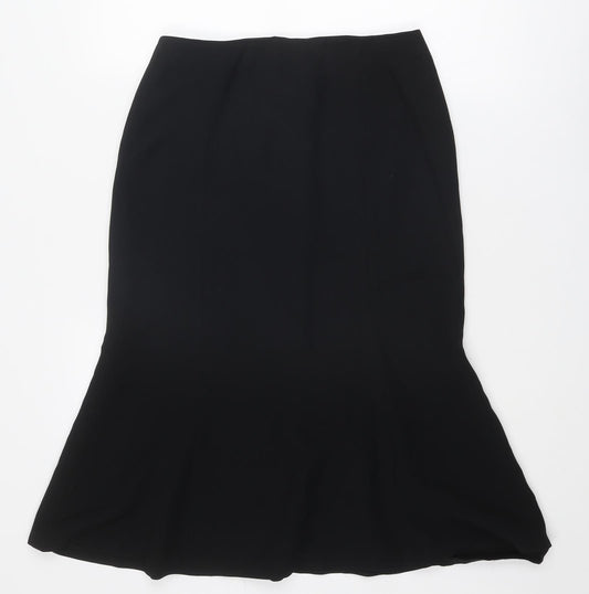 Jasper Conran Womens Black Viscose Swing Skirt Size 8 Zip