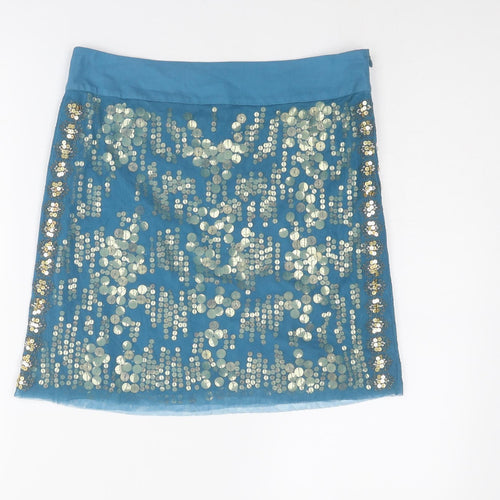 Nocturne Womens Blue Nylon A-Line Skirt Size 8 Zip
