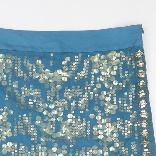 Nocturne Womens Blue Nylon A-Line Skirt Size 8 Zip