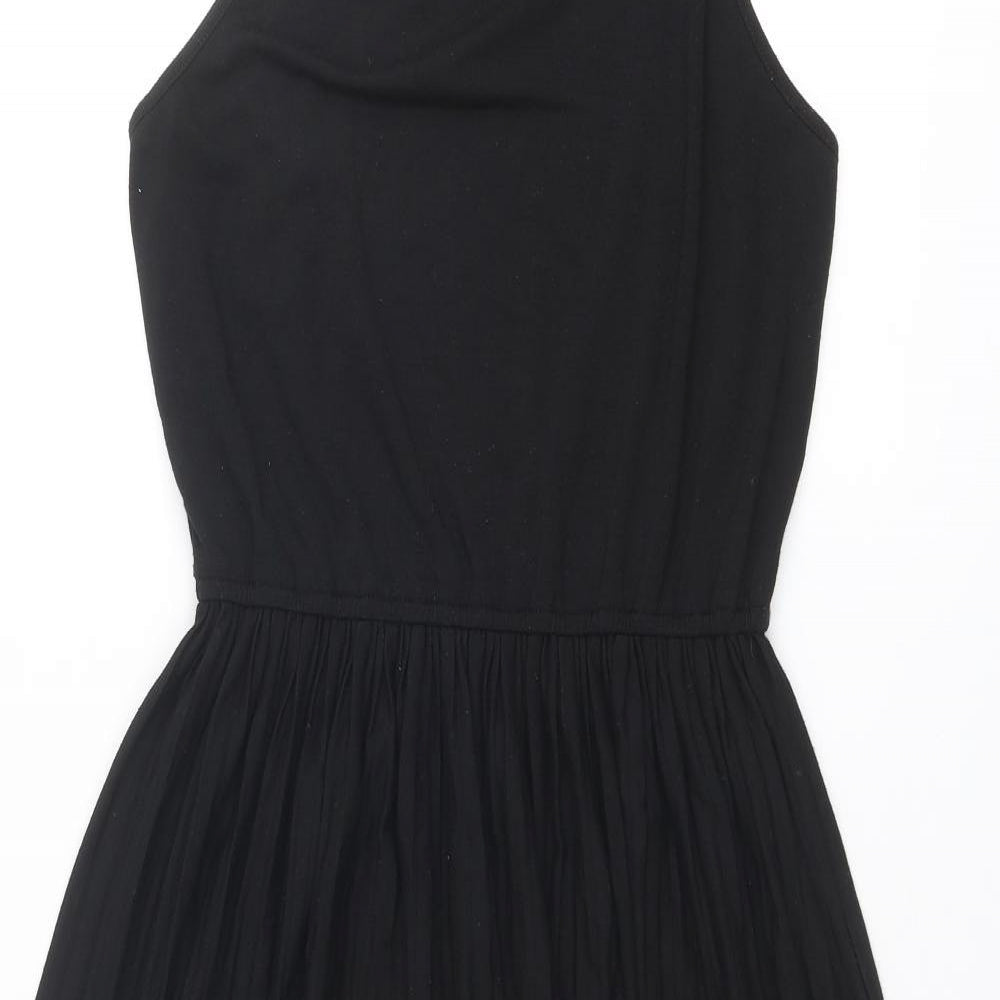New Look Womens Black Polyester Slip Dress Size 12 Round Neck Pullover