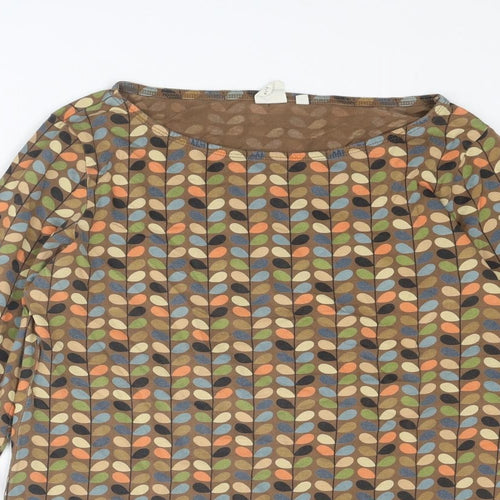 Orla Kiely Womens Multicoloured Geometric Cotton Basic T-Shirt Size M Boat Neck