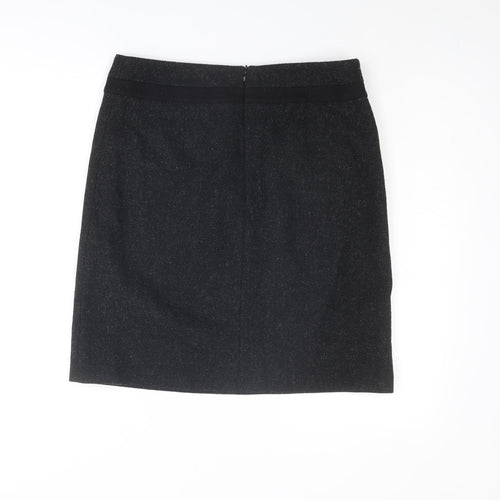 Boden Womens Black Wool A-Line Skirt Size 12 Zip