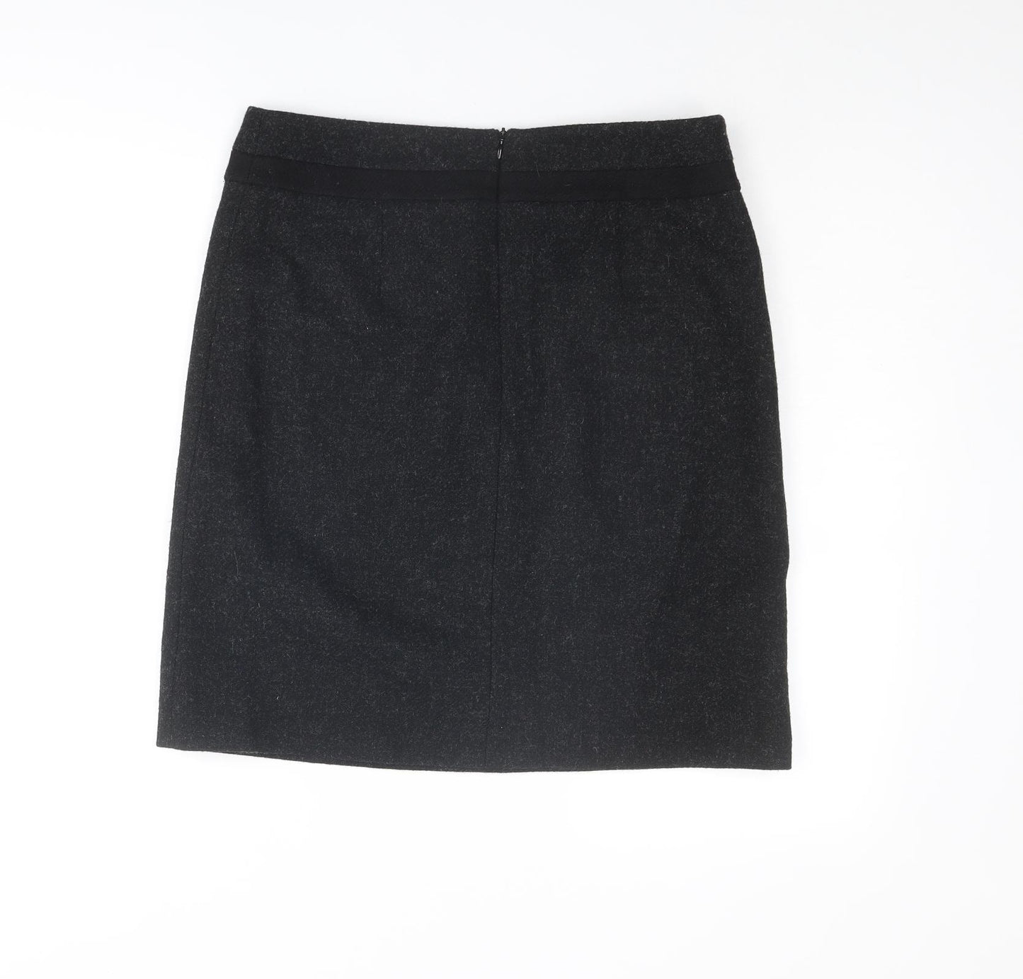 Boden Womens Black Wool A-Line Skirt Size 12 Zip