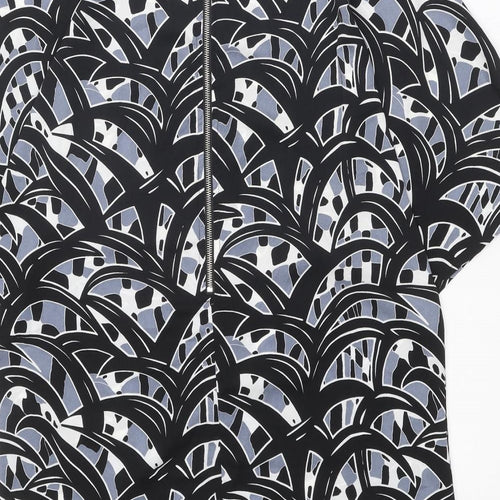 Glamorous Womens Black Geometric Polyester T-Shirt Dress Size S Round Neck Zip